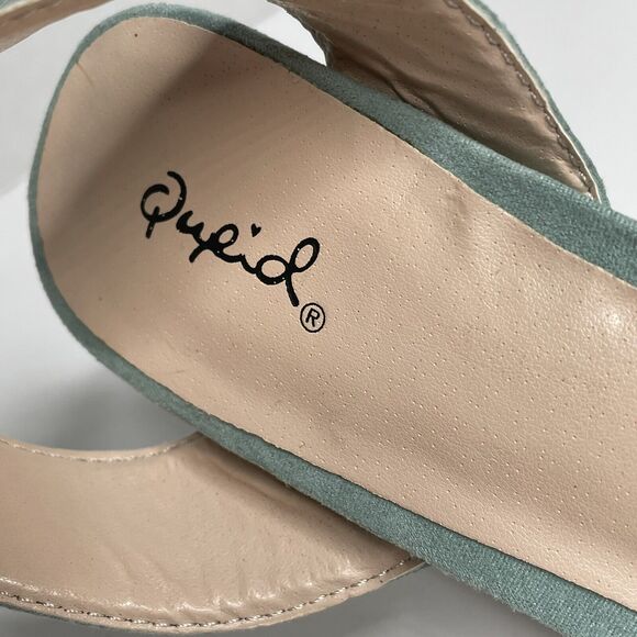 Qupid Light Green Wrap Ankle Strap Faux Suede Pointed Toe Stiletto Heels Size 10 - Picture 9 of 12